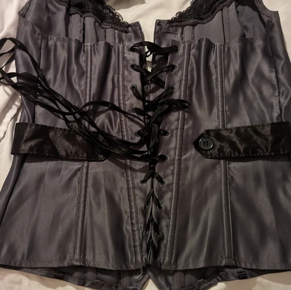 Satin Button down Corset - Picture 2 of 3